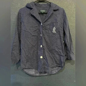 Women’s Lauren Ralph Lauren Navy Blue Polka Dotted Pajama Top Size M